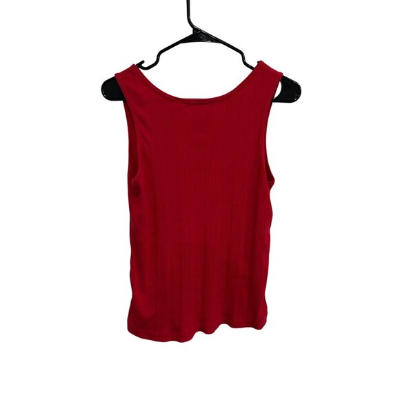 Extra Touch Sleeveless Ribbed Tank Top Red Plus Sz 2X Floral Lace Textured Boho - Picture 2 of 9